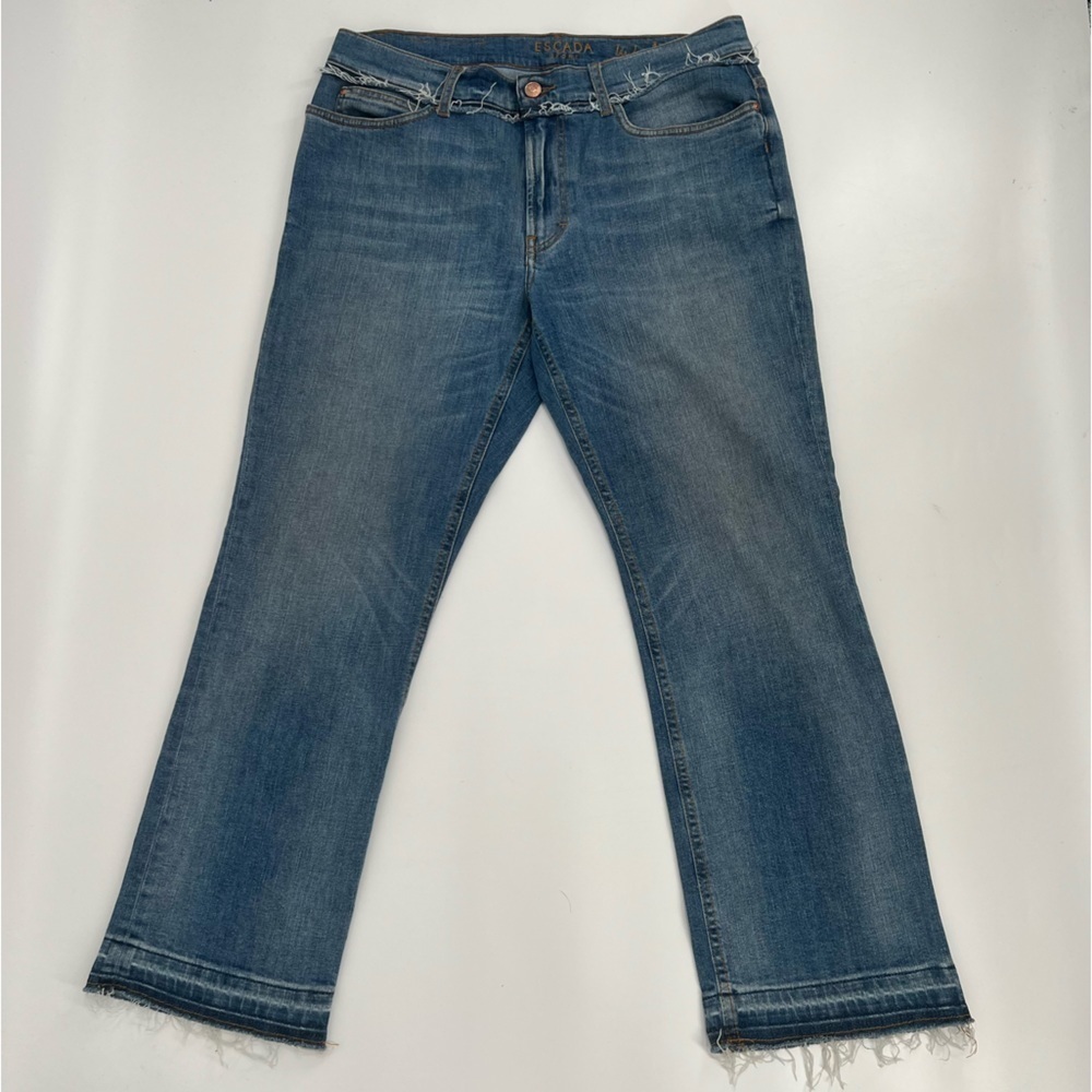 Escada Sport Linda Slim Cropped Frayed Release Hem Jeans Size 30 US Women's
